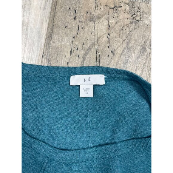 J Jill Teal Lightweight Long Sleeve Sweater 3X Crew Neck Soft Front Seam - Picture 4 of 9
